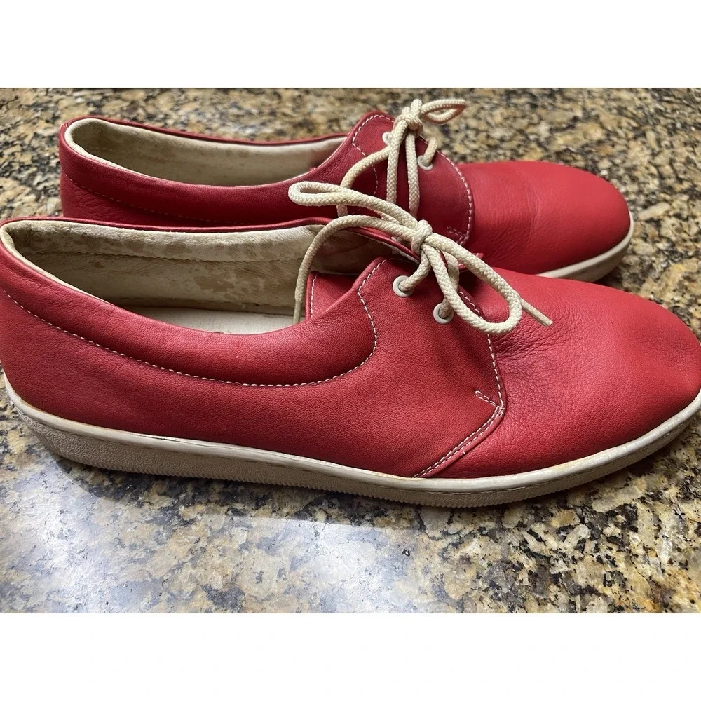 Vintage Rare Idlers by Florsheim Men's red leather lace-up sneakers Sz 9.5